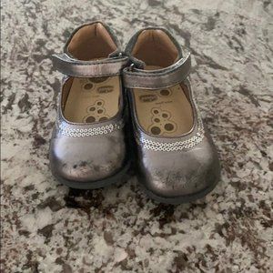Chicco Baby Girl Silver Sequin Detailing Leather Italian Shoes Size 23EU